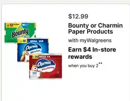 Walgreens Bounty or Charmin Paper Products offer