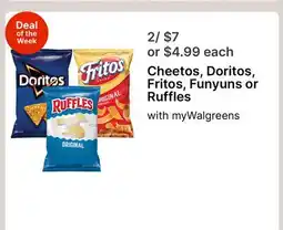 Walgreens Cheetos, Doritos, Fritos, Funyuns or Ruffles offer
