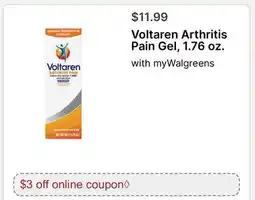 Walgreens Voltaren Arthritis Pain Gel, 1.76 oz offer