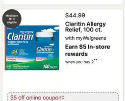 Walgreens Claritin Allergy Relief, 100 ct offer