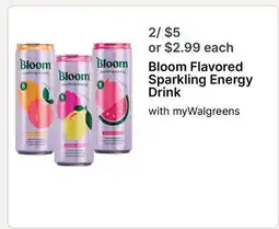 Walgreens Bloom Flavored Sparkling Energy Drink offer