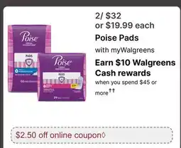 Walgreens Poise Pads offer