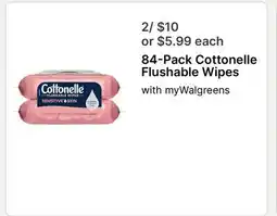 Walgreens 84-Pack Cottonelle Flushable Wipes offer