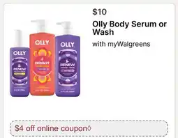 Walgreens Olly Body Serum or Wash offer