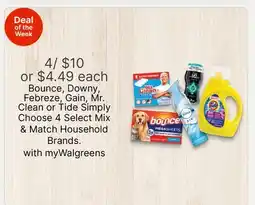 Walgreens Bounce, Downy, Febreze, Gain, Mr. Clean or Tide Simply offer