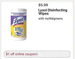 Walgreens Lysol Disinfecting Wipes offer