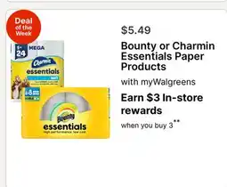 Walgreens Bounty or Charmin Essentials Paper Products offer
