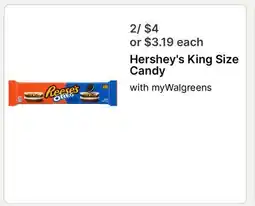 Walgreens Hershey's King Size Candy offer