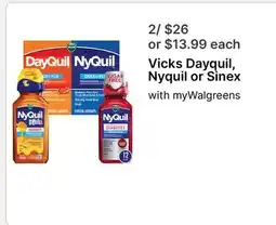 Walgreens Vicks Dayquil, Nyquil or Sinex offer