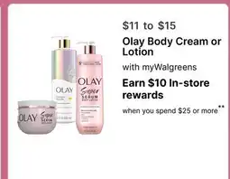 Walgreens Olay Body Cream or Lotion offer