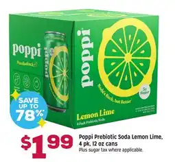 Grocery Outlet Poppi Prebiotic Soda Lemon Lime offer