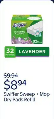 Walmart Swiffer Sweep + Mop, Dry Pads Refill, Floor Cleaner, Cleaning Cloths, Lavender offer