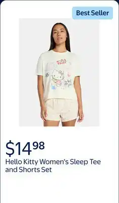Walmart Hello Kitty Women's and Women's Plus Sleep Tee and Shorts Pajama Set from Grayson Social, 2-Piece offer