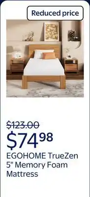 Walmart EGOHOME TrueZen Twin Mattress, 5 Memory Foam Mattresses in a Box offer