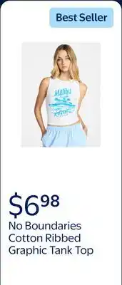Walmart No Boundaries Cotton Ribbed Graphic Tank Top, Women's offer
