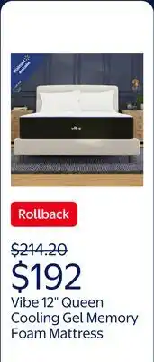 Walmart Vibe 12 Queen, Luxury Plush Super Cooling Gel Memory Foam Mattress offer