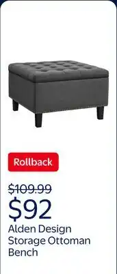 Walmart Alden Design Modern Linen-like Storage Ottoman Bench with Button-Tufted for Entryway, Dark Gray offer