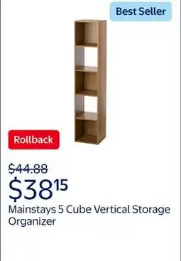 Walmart Mainstays 5 Cube Vertical Storage Organizer, Warm Walnut offer