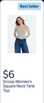 Walmart Scoop Women's Square Neck Tank Top offer