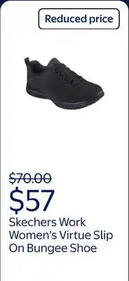 Walmart Skechers Work Women's Virtue Slip On Bungee Low Profile Athletic W/Slip Resistant offer