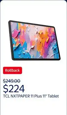 Walmart TCL NXTPAPER 11 Plus 11 Tablet, 256GB, Android 15, Onyx Black offer