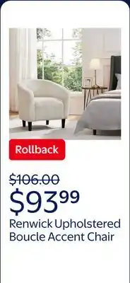 Walmart Renwick Upholstered Boucle Accent Chair for Livingroom, Ivory offer