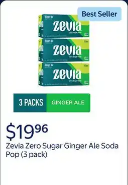 Walmart (3 pack) (3 Packs) Zevia Zero Sugar, 0 Calorie Caffeine-Free Ginger Ale Soda Pop offer