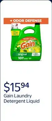 Walmart Gain Laundry Detergent Liquid with Odor Fighters, Original Scent offer