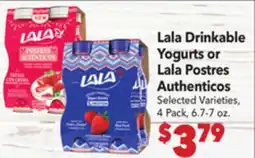Vallarta Supermarkets Lala Drinkable Yogurts or Lala Postres Authenticos offer