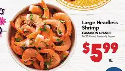 Vallarta Supermarkets Large Headless Shrimp/CAMARON GRANDE offer