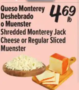 El Super Shredded Monterey Jack Cheese or Regular Sliced Muenster offer