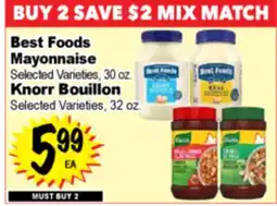 Superior Grocers Best Foods Mayonnaise, 30 oz. Knorr Bouillon, 32 oz offer