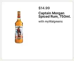 Walgreens Captain Morgan Spiced Rum, 750ml offer