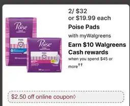 Walgreens Poise Pad offer