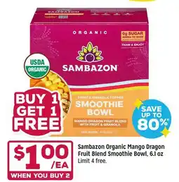 Grocery Outlet Sambazon Organic Mango Dragon Fruit Blend Smoothie Bowl offer
