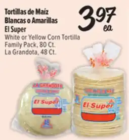 El Super Fresh White or Yellow Corn Tortilla Family Pack, 80Ct. La Grandota, 48Ct offer