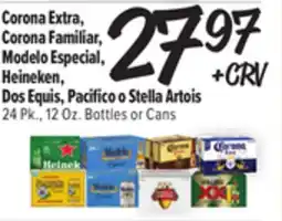 El Super Fresh Corona Extra, Corona Familiar, Modelo Especial, Heineken, Dos Equis, Pacifico o Stella Artois offer