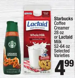 Super King Markets Starbucks Coffee Creamer 28 oz or Lactaid Milk 52-64 oz offer