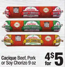 Super King Markets Cacique Beef, Pork or Soy Chorizo offer