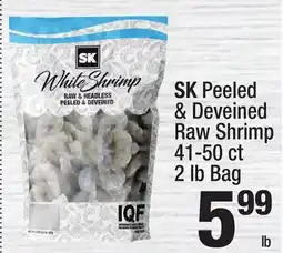 Super King Markets SK Peeled & Deveined Raw Shrimp 41-50 ct 2 lb Bag Headless Raw Shrimp 36-40 ct 4 lb Bag offer