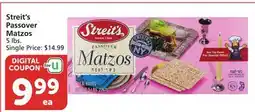 Albertsons Streit's Passover Matzos offer