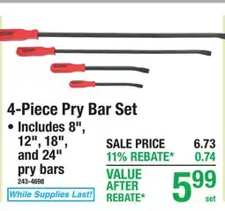 Menards 4-Piece Pry Bar Set offer