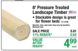 Menards 8' Pressure Treated Landscape Timber offer