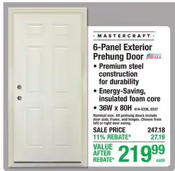 Menards 6-Panel Exterior Prehung Door offer