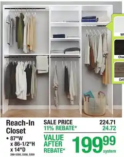 Menards Reach-In Closet offer
