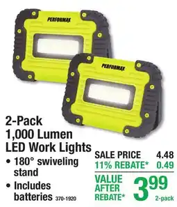 Menards 2-Pack 1,000 Lumen LED Work Lights offer