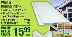 Menards Wall & Ceiling Plank offer