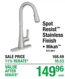 Menards Moen Spot Resist Stainless Finish offer