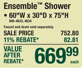 Menards Ensemble Shower offer