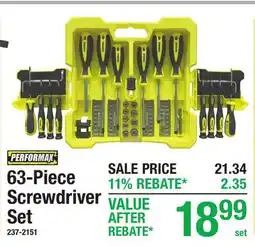 Menards PERFORMAX 63-Piece Screwdriver Set offer